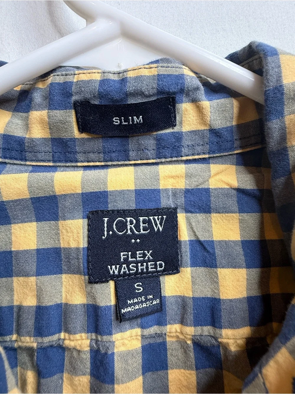 J. Crew Yellow and Navy Gingham Button-Down Shirt